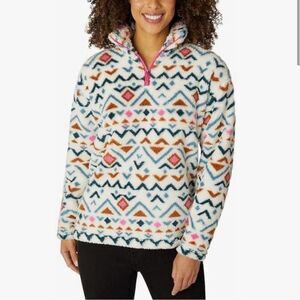Women's Patterned Fleece Sweater - Multicolor